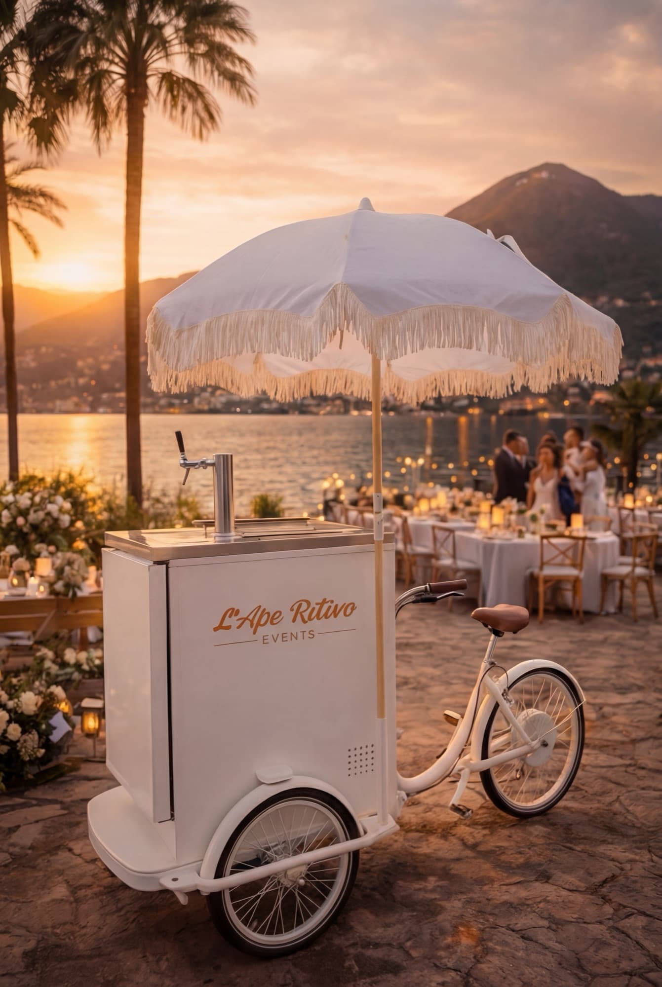 Cocktail Bike L'Ape Ritivo Events al tramonto sul lago