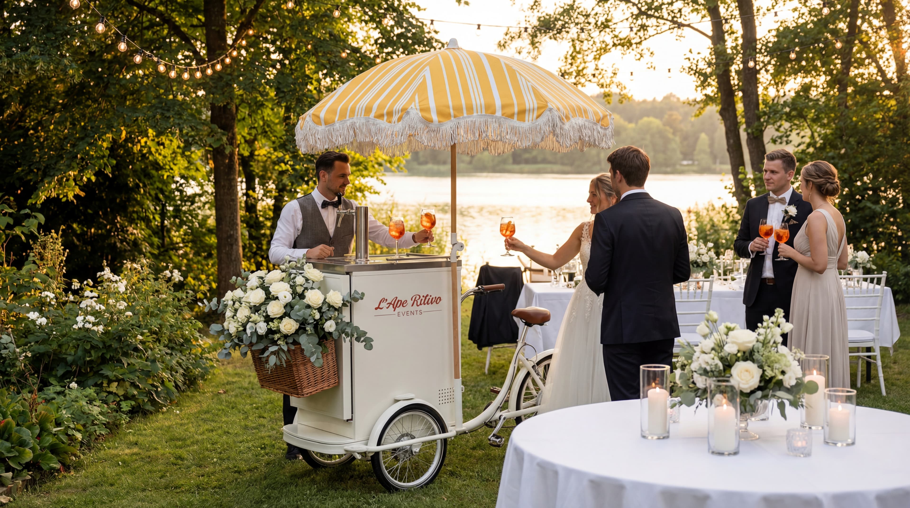 Cocktail Bike al matrimonio sul lago con Aperol Spritz