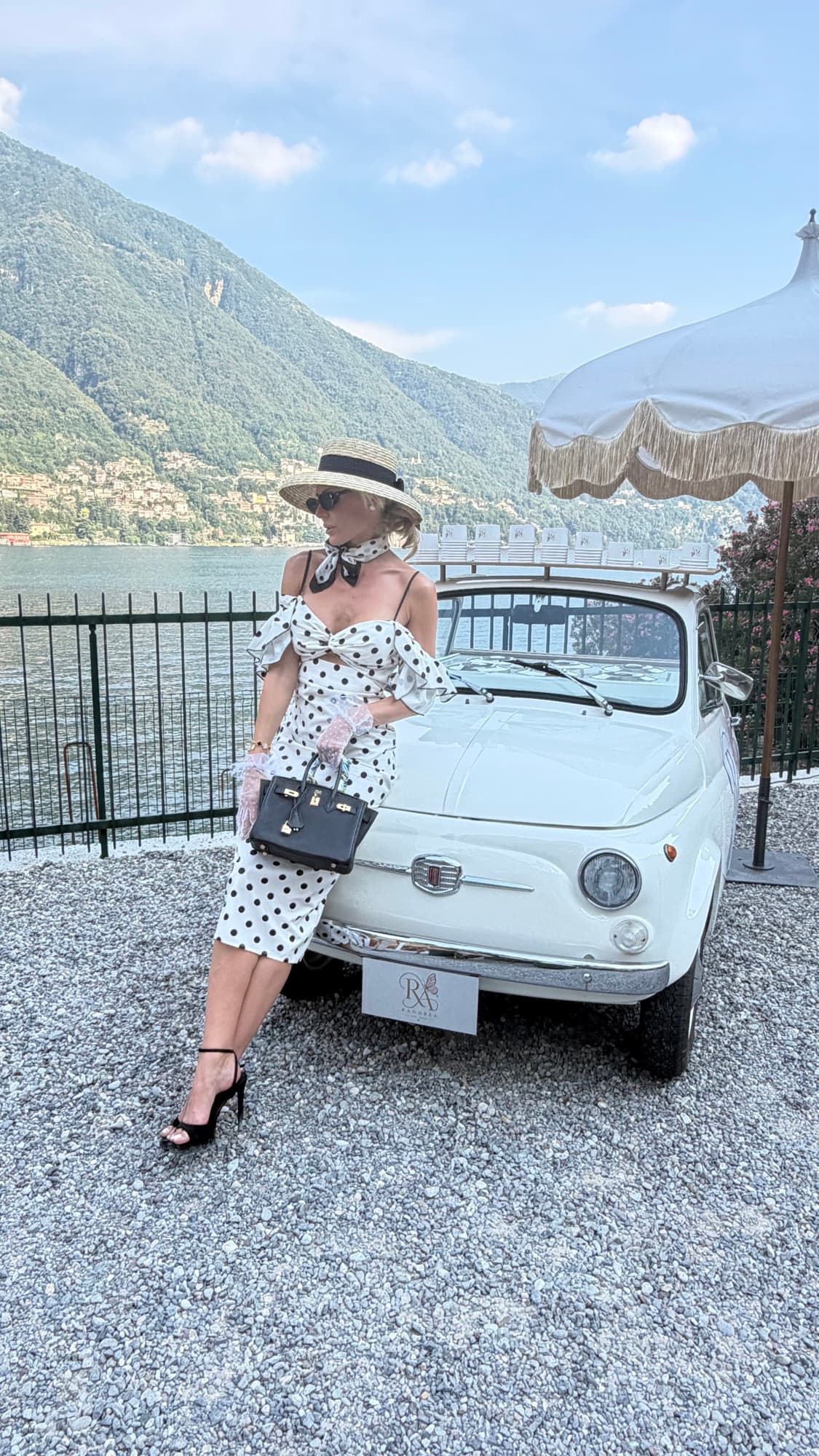 Fiat 500 vintage L'Ape Ritivo con ospite, Lago di Como