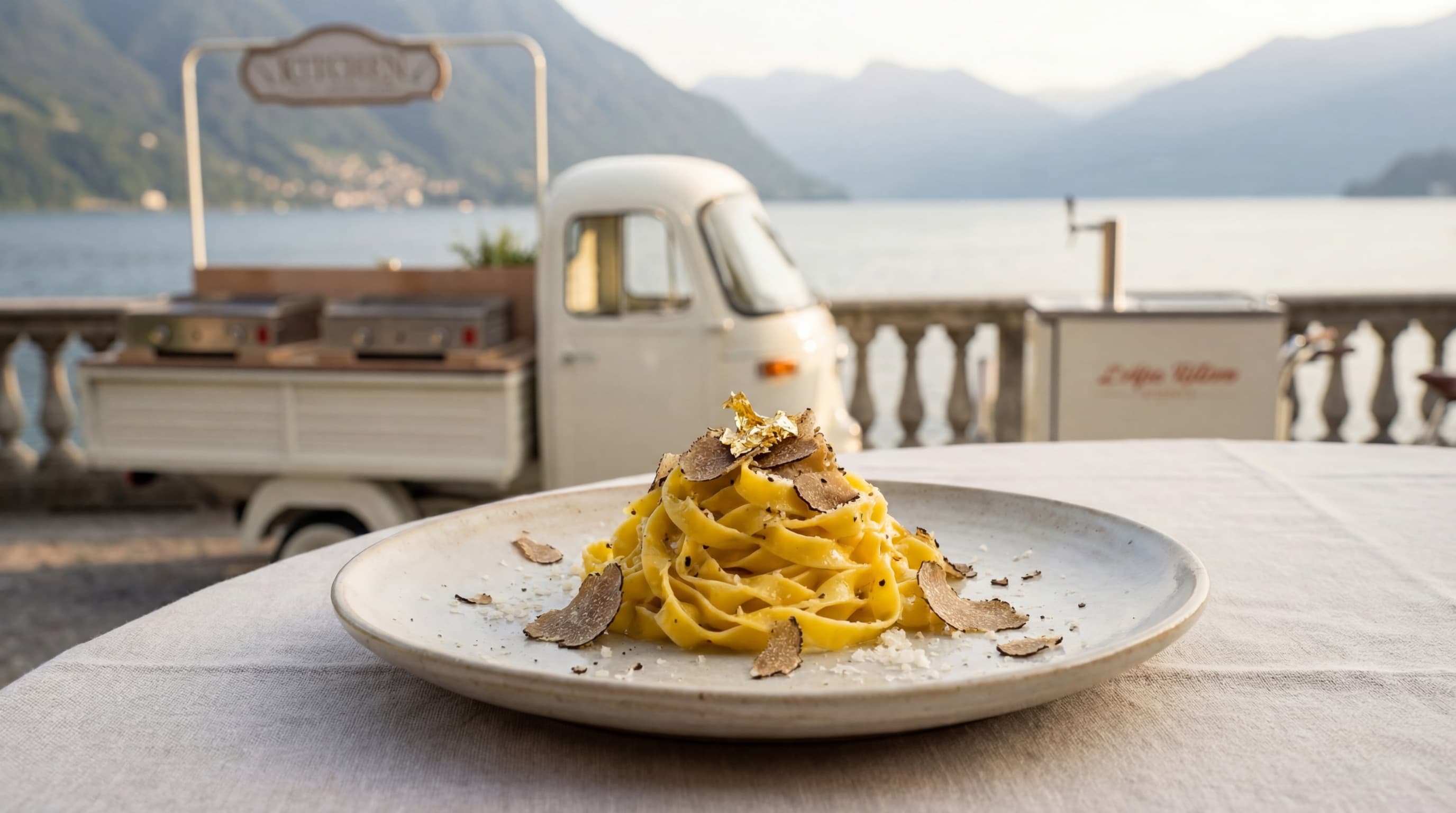 Pasta al tartufo vista lago
