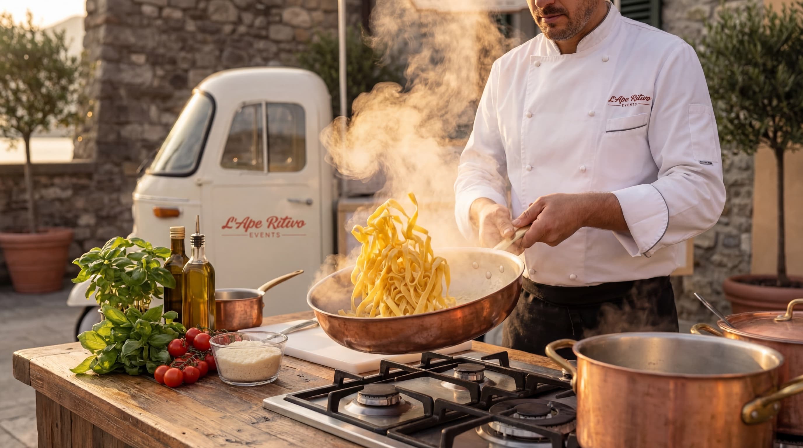 Show cooking pasta dall'Apecar