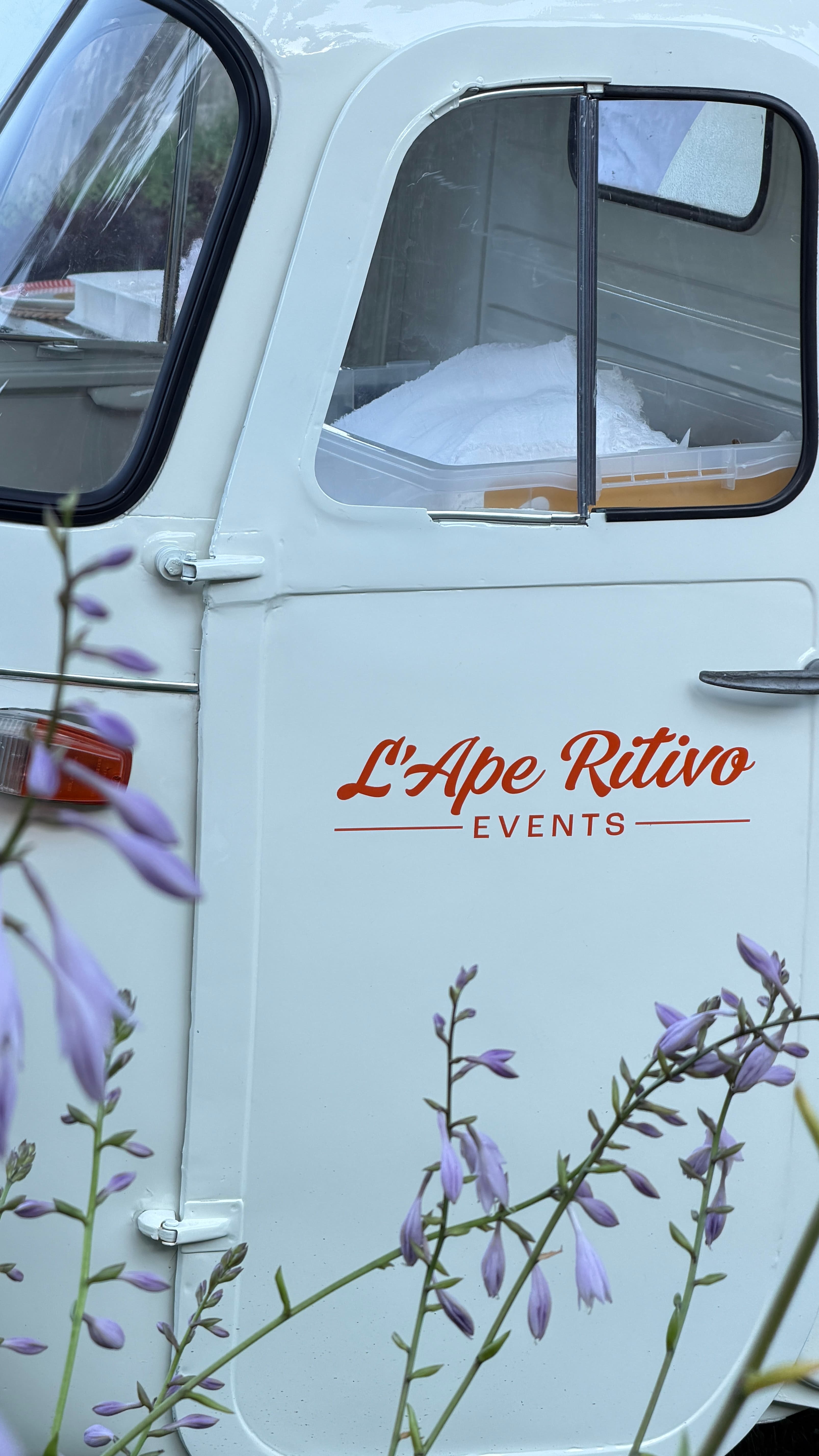 Food truck vintage L'Ape Ritivo Events, dettaglio con logo